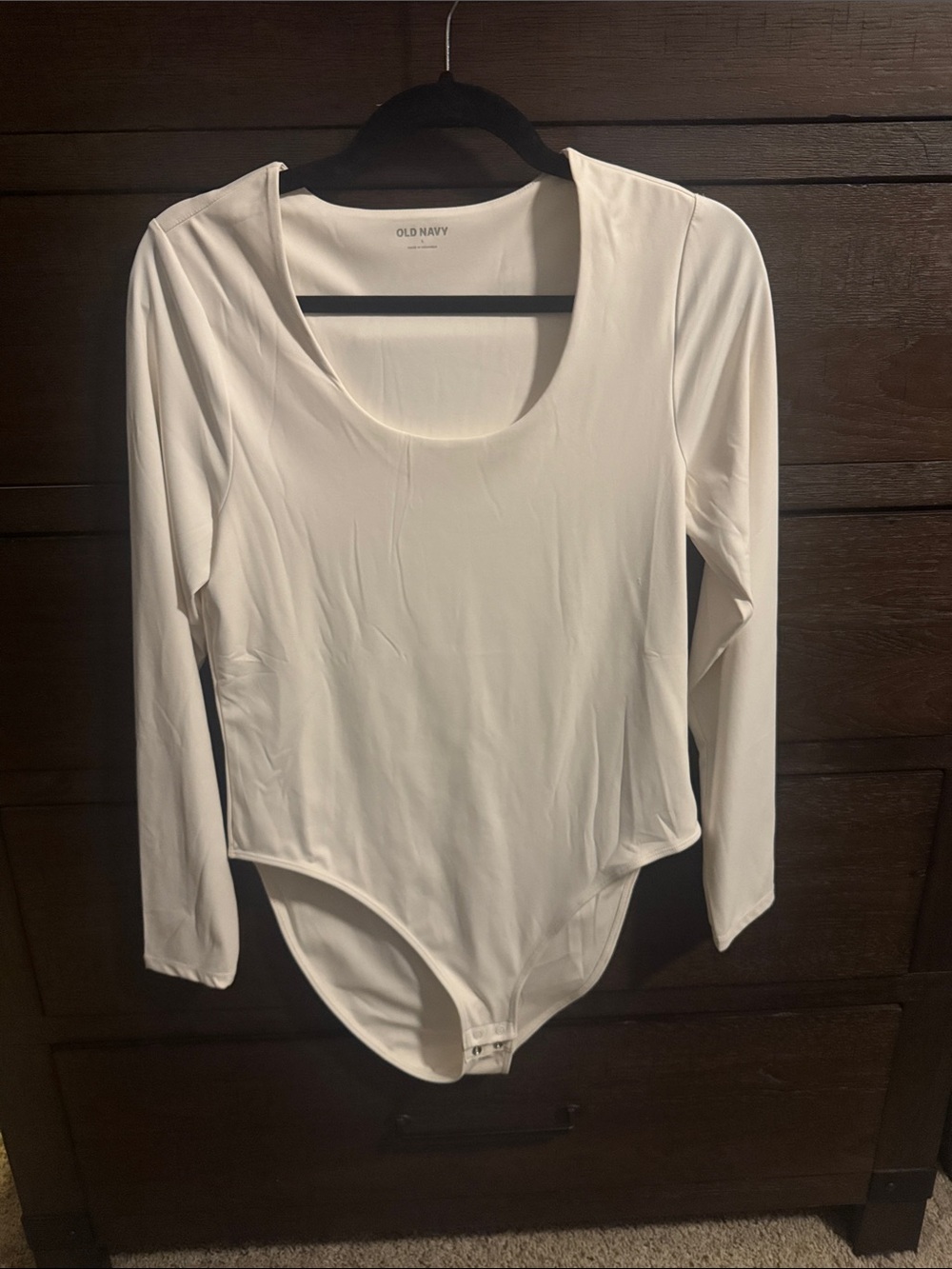 Old Navy White Long-Sleeve Scoop Neck Bodysuit